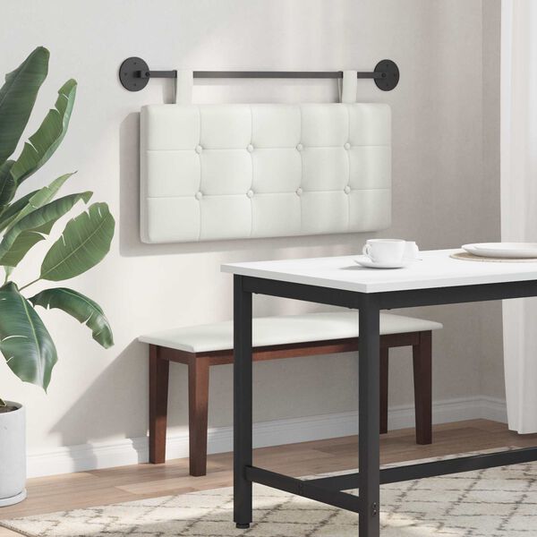 vidaXL H&aelig;ngende Hovedgavl V&aelig;gmonteret Hvid 100 x 55 x 5 cm Faux l&aelig;der