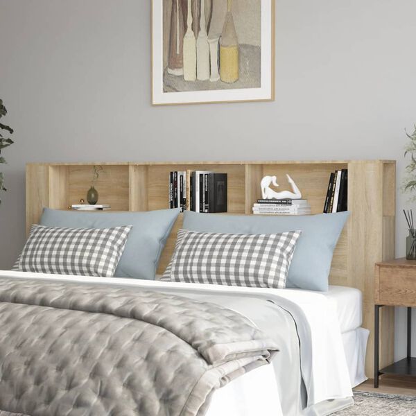 vidaXL sengegavl med opbevaring 220x18,5x104,5 cm sonoma-eg