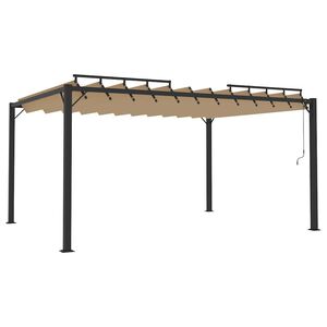 vidaXL pavillon med lameltag 3x4 m aluminium og stof gr&aring;brun
