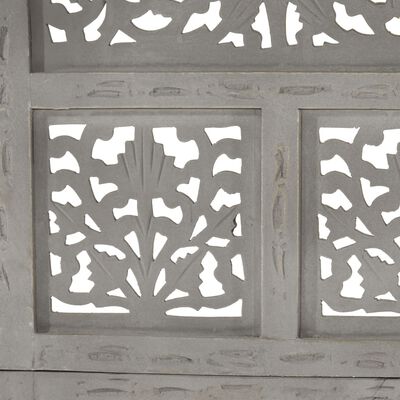 vidaXL 4-panels rumdeler håndskåret 160x165 cm massivt mangotræ grå
