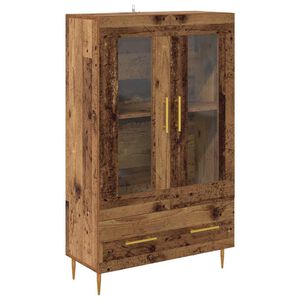 vidaXL Highboard Gammelt tr&aelig; 69,5 x 31 x 115 cm Ingeni&oslash;rtr&aelig; og glas