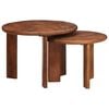 vidaXL Nesting Kaffeborde 2 pcs Honningbrun Massivt mangotr&aelig;