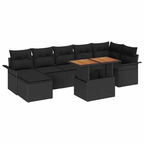 vidaXL Havesofa S&aelig;t med opbevaring 8 pcs Sort Poly rattan