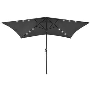 vidaXL parasol med LED-lys og st&aring;lstang 2x3 m antracitgr&aring;