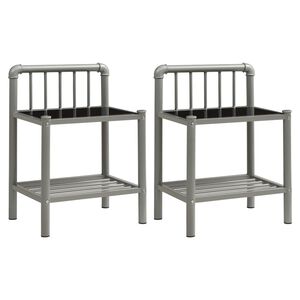 vidaXL sengeskabe 2 stk. metal og glas gr&aring; og sort