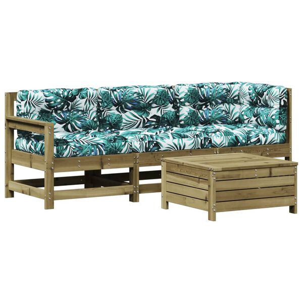 vidaXL lounges&aelig;t til haven 4 dele med hynder impr&aelig;gneret fyrretr&aelig;