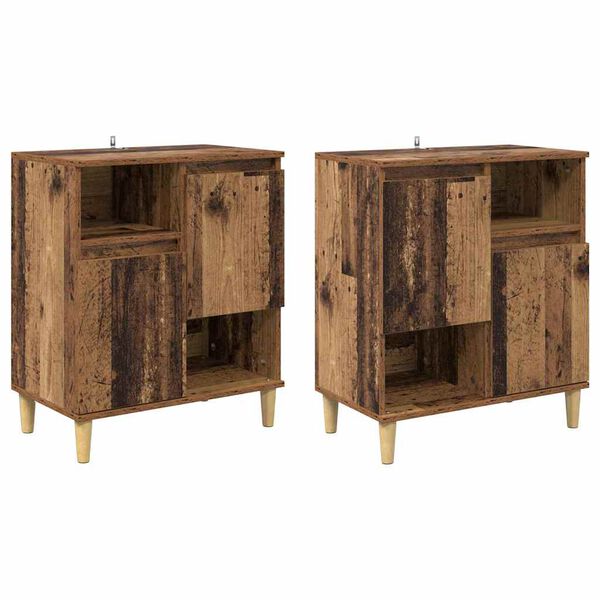 vidaXL Sideboards 2 pcs Gammelt tr&aelig; 60 x 35 x 70 cm Konstrueret tr&aelig;