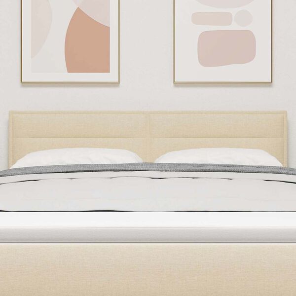 vidaXL LED sengegavl med LED -strimmellys Creme 144 cm Polyester