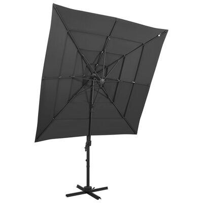 vidaXL parasol med aluminiumsstang i 4 niveauer 250x250 cm antracitgrå