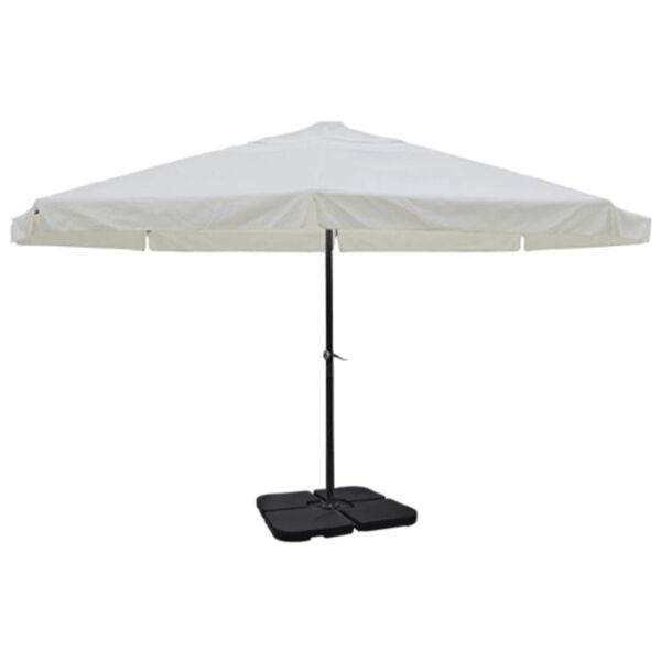 vidaXL haveparasol med transportabel fod aluminium hvid