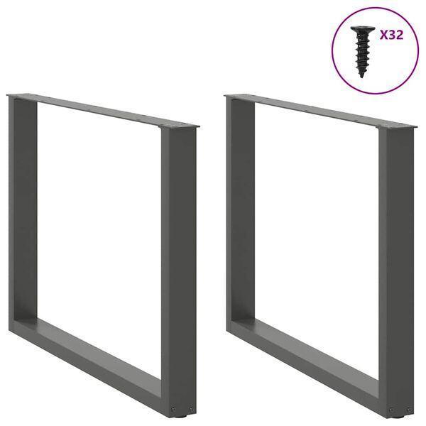 vidaXL spisebordsben U-formet 2 stk. antracit 100x(72-73) cm st&aring;l