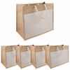 vidaXL Jute h&aring;ndtasker med lomme 5 Natur og hvid 42 x 33 x 19 cm