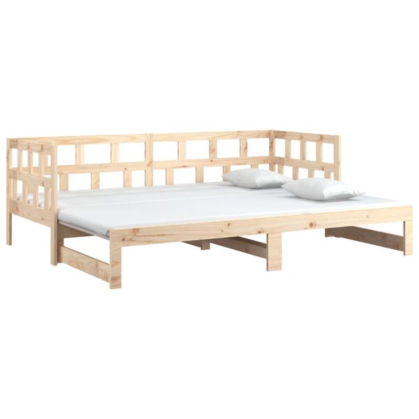 vidaXL daybed med udtr&aelig;k 2x(90x190) cm massivt fyrretr&aelig;