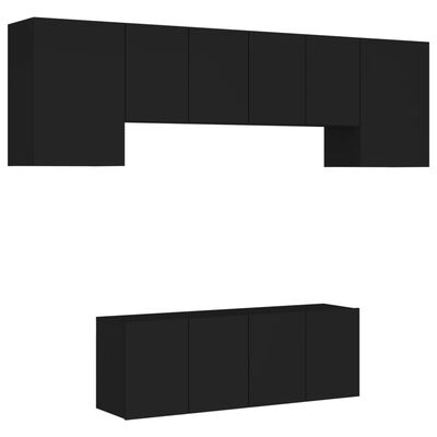 vidaXL tv-møbel til væg 6 dele konstrueret træ sort