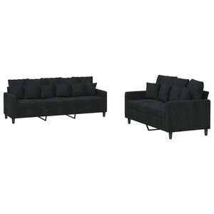 vidaXL sofas&aelig;t 2 dele med hynder velour sort