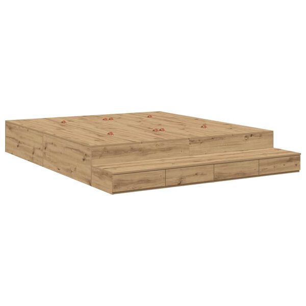 vidaXL Seng med opbevaring Artisan Egetr&aelig; 180 cm Konstrueret tr&aelig;