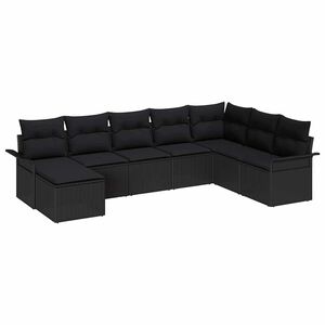 vidaXL Havesofa S&aelig;t med pude med opbevaring 8 pcs Sort Poly rattan