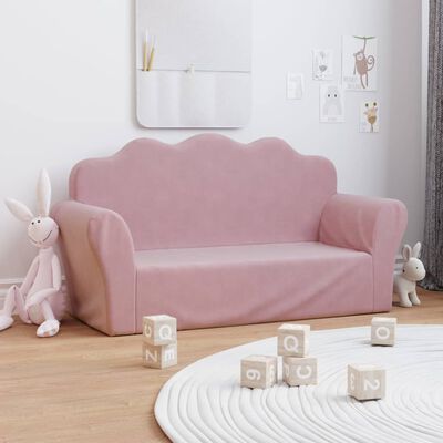 vidaXL 2-personers sofa til børn blødt plys lyserød