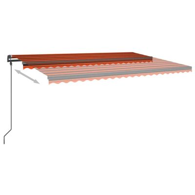 vidaXL markise m. LED-lys 5x3 m manuel betjening orange og brun