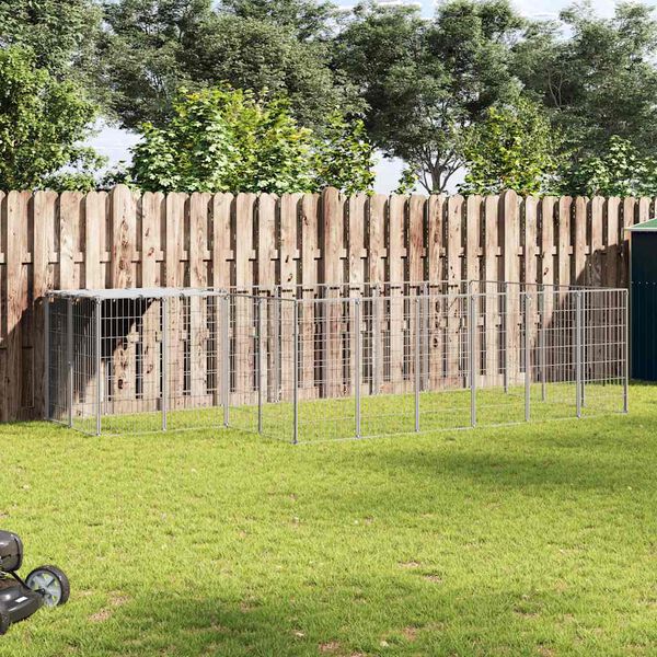 vidaXL hundeløbegård 8,47 m² stål sølvfarvet