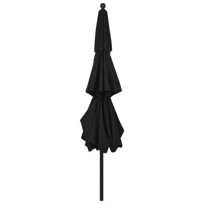 vidaXL parasol med aluminiumsstang i 3 niveauer 3,5 m sort