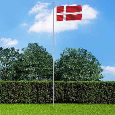 vidaXL Danmark flag og flagstang 4 m aluminium