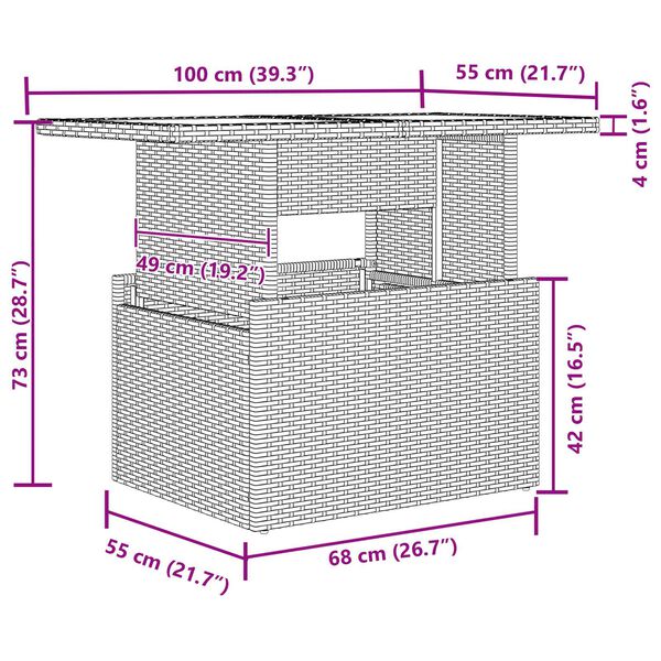 vidaXL Havesofa Sæt med pude med opbevaring 5 pcs Beige Poly rattan