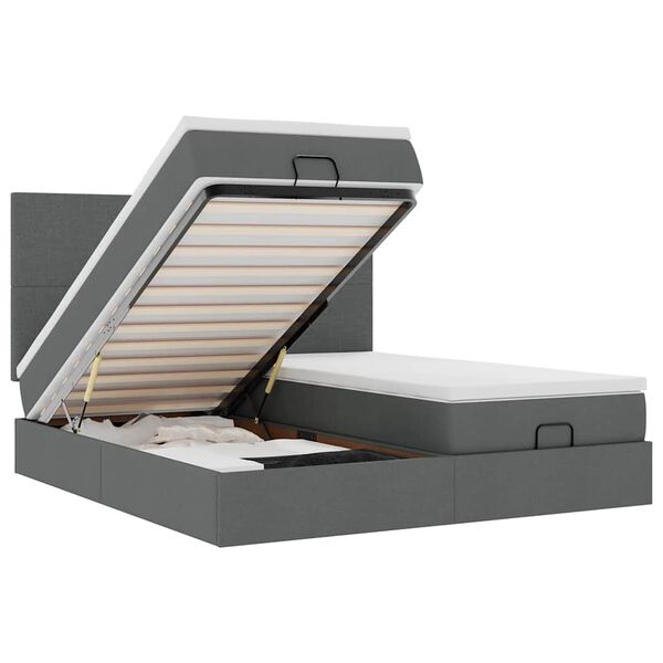 vidaXL osmannisk sengeramme med madrasser 180x200 cm stof mørkegrå