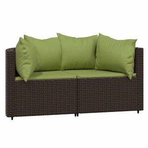 vidaXL hj&oslash;rnemoduler til havesofa 2 stk. med hynder polyrattan brun
