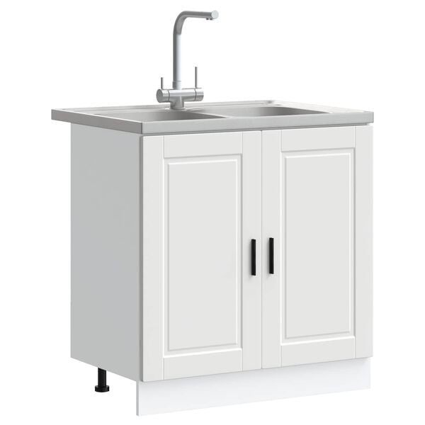 vidaXL Vaskeskabsbase med opbevaring Porto 2 pcs Hvid Konstrueret tr&aelig;