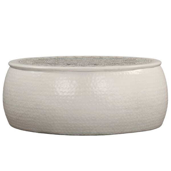 vidaXL sofabord hamret aluminium 70 x 30 cm hvid