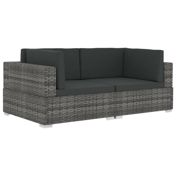 vidaXL hjørnesæde til sofa med hynder 2 stk. polyrattan grå