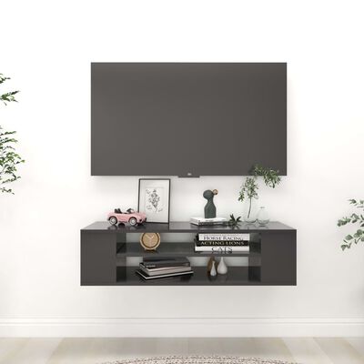 vidaXL væghængt tv-bord 100x30x26,5 cm konstrueret træ grå