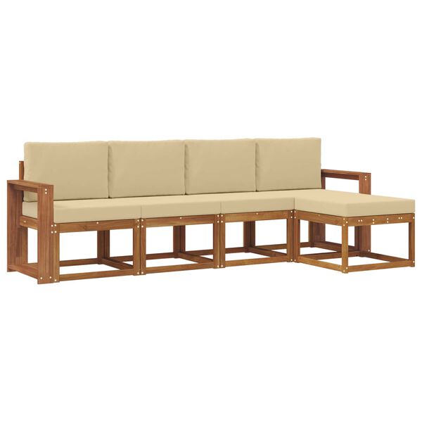 vidaXL Udend&oslash;rs sofagruppe 5 pcs Naturlig og Beige Massivt Akacietr&aelig;