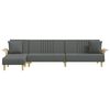 vidaXL L-formet sovesofa 279x140x70 cm stof m&oslash;rkegr&aring;
