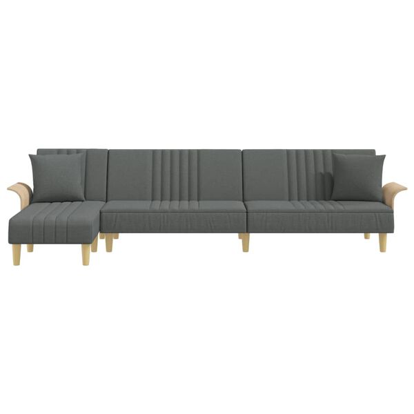 vidaXL L-formet sovesofa 279x140x70 cm stof m&oslash;rkegr&aring;