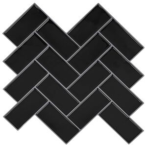 vidaXL Fiskebensflise 10 stk. Sort 30 x 30 cm Polyurethan og PET