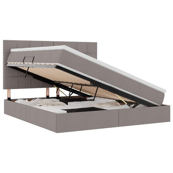 vidaXL Seng med opbevaring og LED Gr&aring;brun 180 x 200 cm Polyester