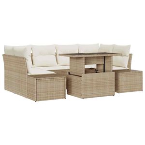 vidaXL Havesofa S&aelig;t med pude 7 pcs Beige og creme