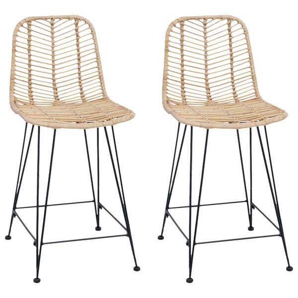 vidaXL Barstol 2 pcs Naturfarvet 44,5 x 54,5 x 97,5 cm Rattan og Jern