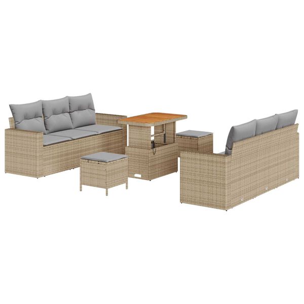 vidaXL Havesofa S&aelig;t 9 pcs Beige polyrattan