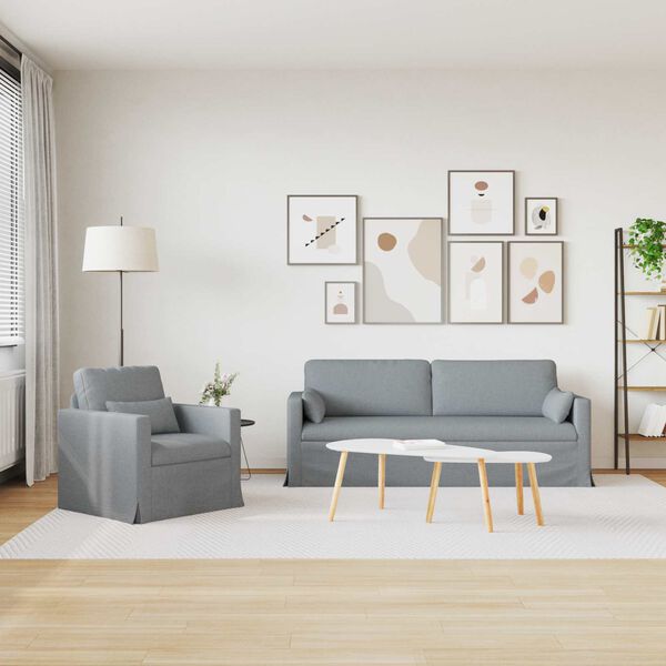 vidaXL Sofa S&aelig;t 2 pcs Lysegr&aring; 198 x 78 x 80 cm Stof