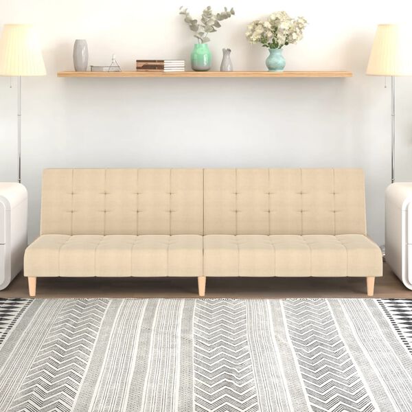 vidaXL 2-personers sovesofa stof cremefarvet