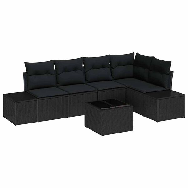 vidaXL Havesofa S&aelig;t 6 pcs Sort polyrattan