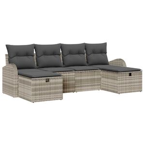 vidaXL Sofa S&aelig;t med pude med opbevaring 6 pcs Lysegr&aring; polyrattan
