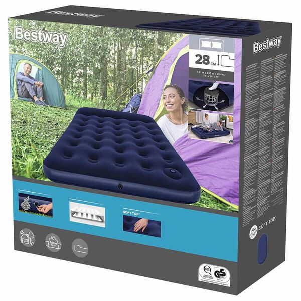 Best Way Luftmadras Bl&aring; 191 x 137 x 28 cm PVC