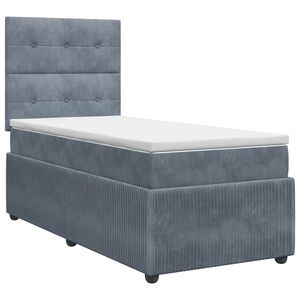 vidaXL Boxmadras med topmadras M&oslash;rkegr&aring; 80 x 200 cm Fl&oslash;jl