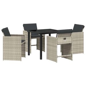 vidaXL Have Spisebordss&aelig;t 5 stk. Lysegr&aring; polyrattan