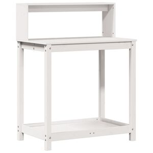 vidaXL plantebord med hylder 82,5x50x109,5 cm massivt fyrretr&aelig; hvid