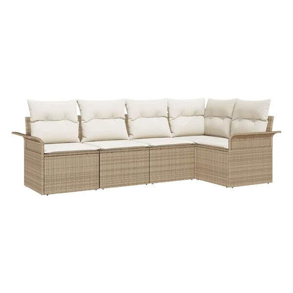 vidaXL Havesofa S&aelig;t med pude 5 pcs polyrattan